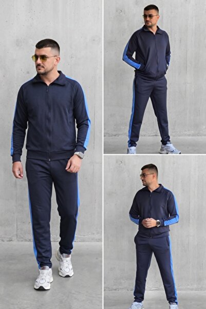 EXCLUSIVE STYLE Trening bărbați cu fermoar - BLUE LINE