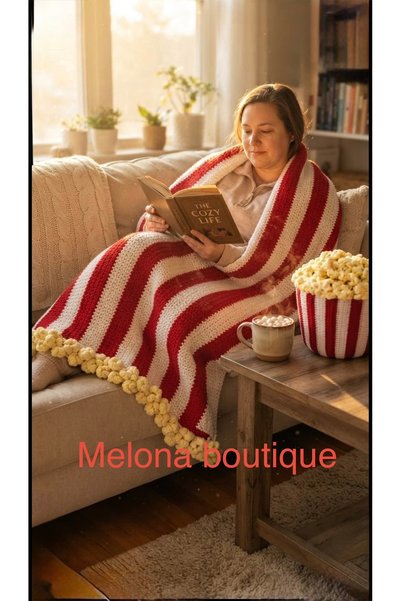 Melonndesign Melona boutique puffy popcorn battaniye, 120*150 cm
