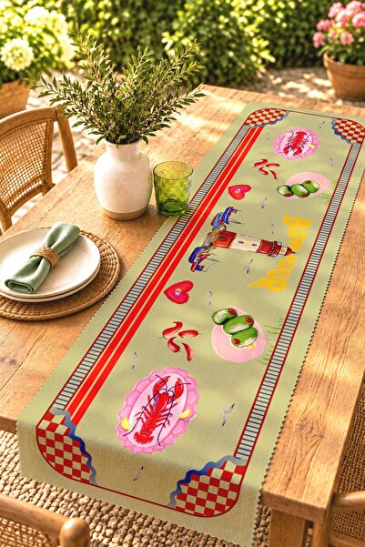 EVPANYA Sailor Town Themed Patterned Runner / Tablecloth / Placemat