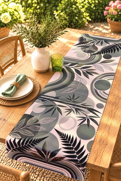 EVPANYA Green Bohemian Amazon Patterned Runner / Tablecloth / Placemat