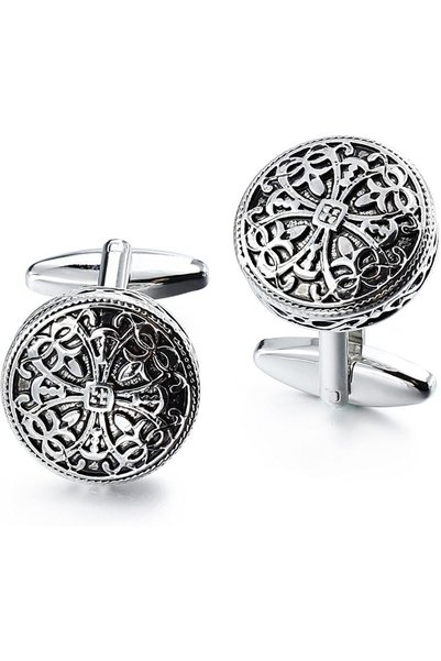 HAWSON Cufflinks and Studs for Men-Fashion Men Vintage Enamel Carbon Fiber Tu...