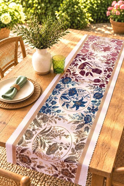 EVPANYA Colorful Lilac Flowers Patterned Runner/Tablecloth/Placemat