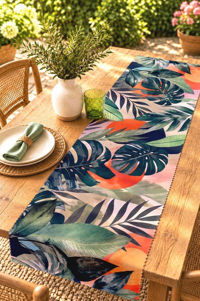 EVPANYA Botanik Düşünceli Kadın Patterned Runner / Tablecloth / Placemat