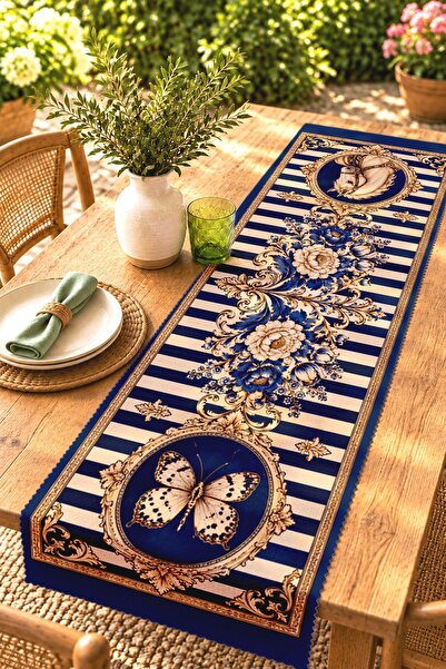 EVPANYA Framed Horse and Flowers Patterned Runner/Tablecloth/Placemat