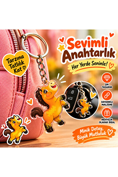 seymen bıçakçılık Cute Horse Figured Keychain Bag and Key Accessory Decorativ...