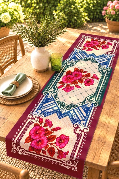 EVPANYA Violets Patterned Runner / Tablecloth / Placemat