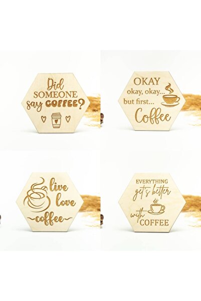 Piner Set 4 Suporturi de Pahare/Cani, Coasters pentru iubitorii de cafea