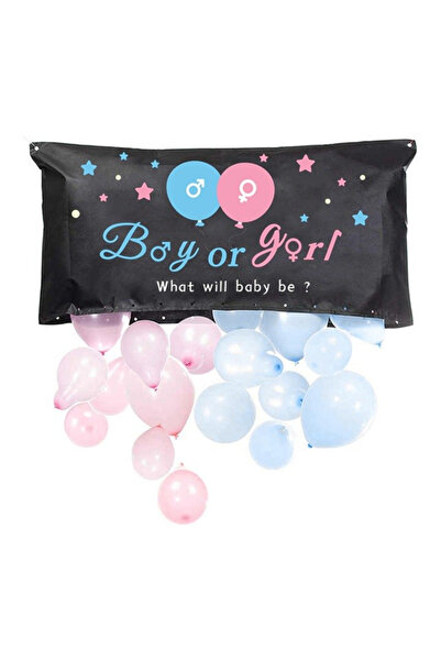 AMAMIA Set Gender Reveal cu Sac pentru Baloane 60 x 120 cm si 24 Baloane Roz ...
