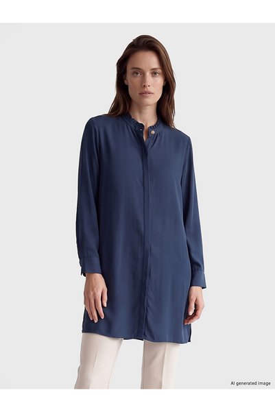 LC Waikiki Esvab • Modern & Distinctive Ruffled Stand Collar Women's Shirt Tunic