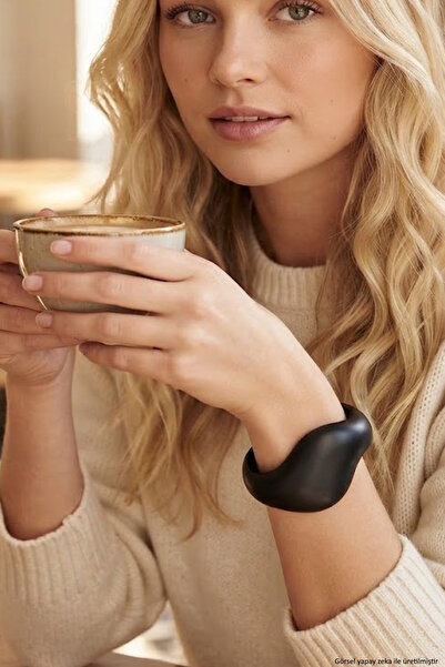 CAŞ DEKORASYON Black Color Bone Mica Bracelet