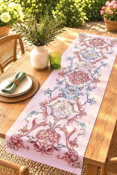 EVPANYA Matching Tie-Dye Patterned Runner/Tablecloth/Placemat