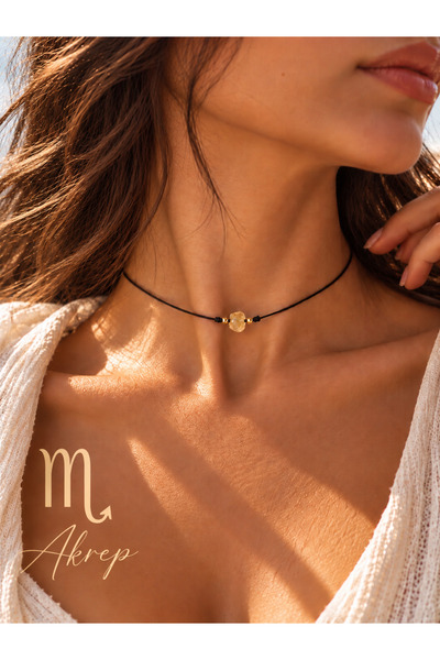 Femenino Scorpio Zodiac Sign Adjustable Necklace with Real Natural Citrine Stone
