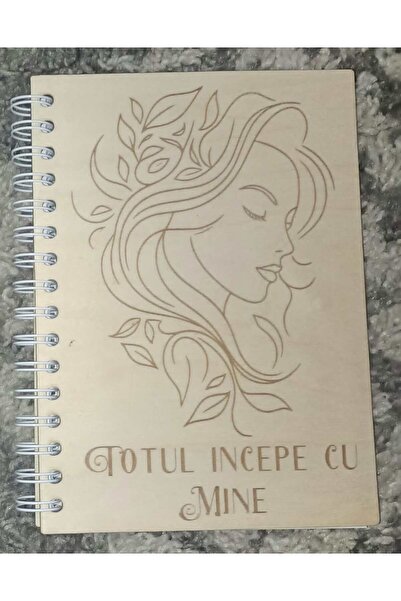 Generic Brand Agendă A5 din lemn „Totul începe cu mine” – copertă reutilizabi...