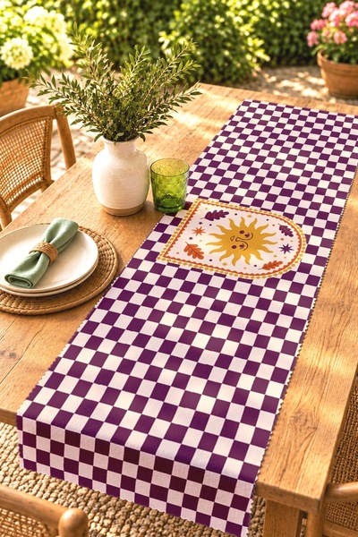 EVPANYA Hello Fall Patterned Runner / Tablecloth / Placemat