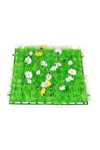 OEM Panou Gazon Artificial cu Flori 25x25 cm, Modular pentru Exterior