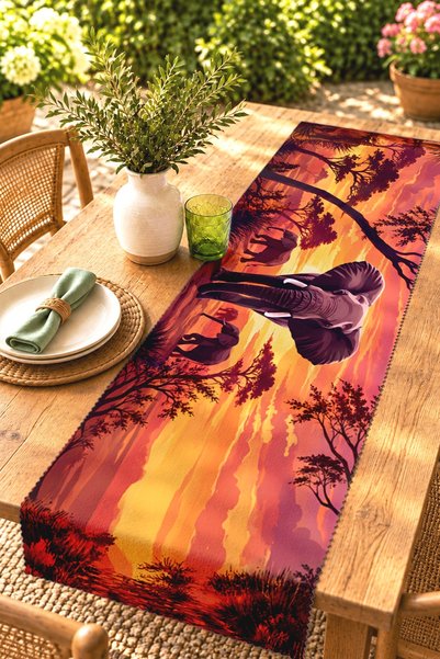 EVPANYA Natural African Life Patterned Runner / Tablecloth / Placemat