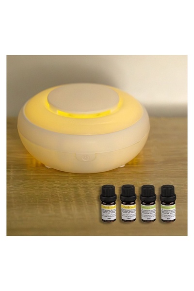 OEM Difuzor Electric de Parfum Ø9,5 cm cu LED Multicolor + 4 Uleiuri Vanilie/...