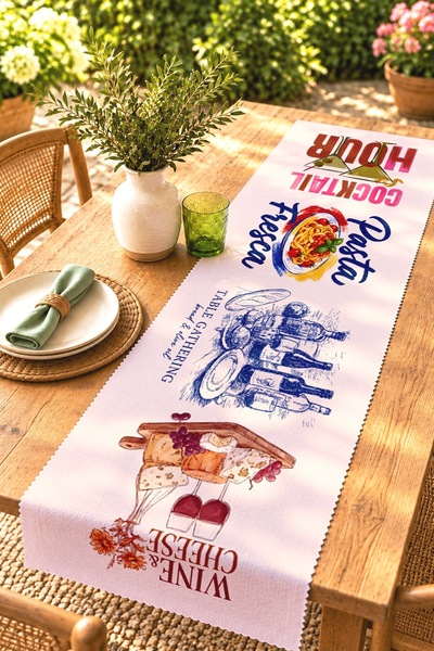 EVPANYA Flavored Drinks and Foods Patterned Runner / Tablecloth / Placemat