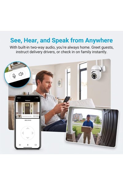Generic Wireless Backup Camera, No Battery, Outdoor WiFi Security PTZ Automatic Tracking, Audio CCTV, Surveillance 360 Camera, Full Color Night Vision, AI Human Detection, 360-Degree Panoramic View