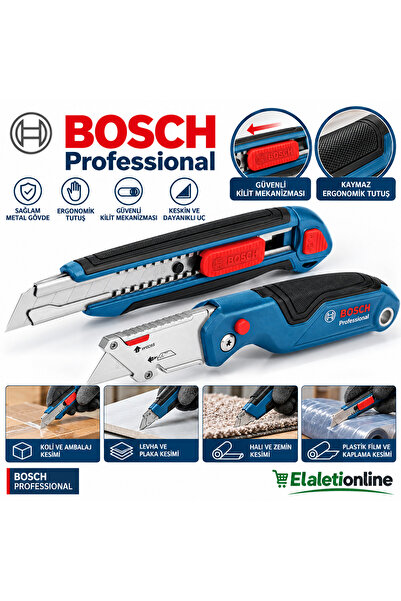 Bosch Professional Maket Bıçağı ve Katlanır Falçata Ergonomik Kaymaz Saplı Profesyonel Kesici Seti