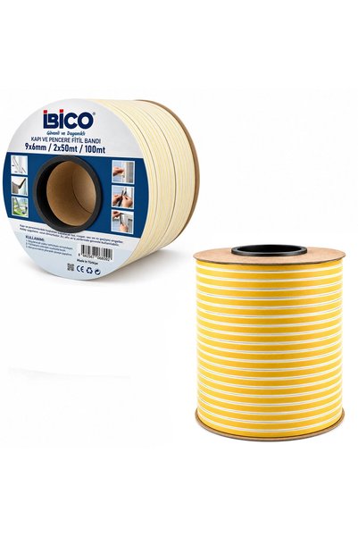 KÜÇÜK HAZİNE Beyaz 2x50 = 100mt Bobin Fitil Kapı - Pencere Bant D Profil 9x6mm Bandı (5580)