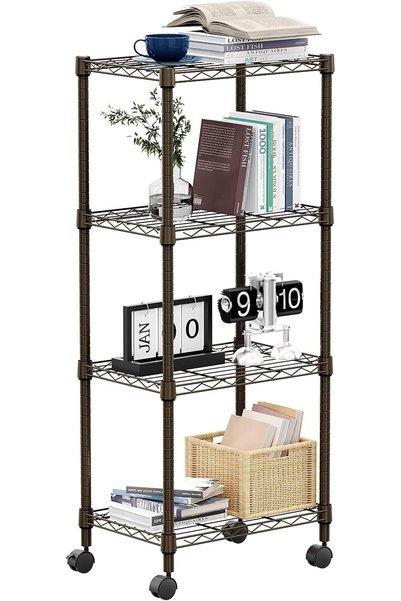 GENERAL MZG 4-Shelf Adjustable Heavy-Duty Steel Wire Rack, Adjustable Storage...