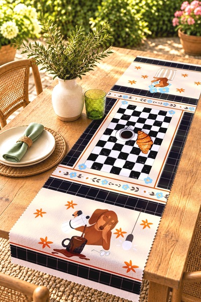 EVPANYA Delightful Dog Patterned Runner / Tablecloth / Placemat