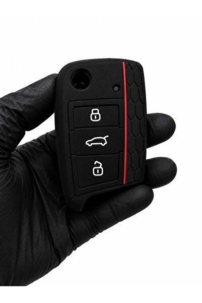 GMA KEYS Husă pentru chei din silicon pentru Volkswagen T-Roc Taigo T-Cross P...