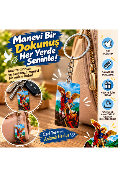 seymen bıçakçılık Religious Keychain with Angel Figure – Decorative Key and B...