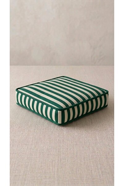 MoMMe ÇİZGİLİ DUCK KETEN SU GEÇİRMEZ FERMUARLI YER MİNDERİ RATTAN MİNDERİ SANDALYE MİNDERİ BANK MİNDERİ 50*50 CM İÇİ DOLGULU 10 CM YÜKSEKLİK
