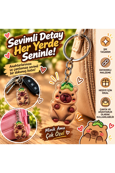 seymen bıçakçılık Capybara Figured Keychain – Adorable Capybara Bag and Key A...