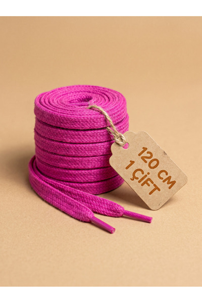 last icon Fuchsia Cotton Flat Shoelaces Compatible with Sneakers and Sports S...
