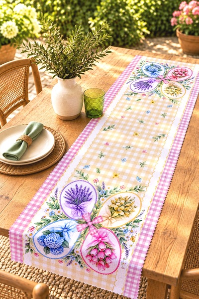 EVPANYA Colorful Floral Bouquets Patterned Runner / Tablecloth / Placemat