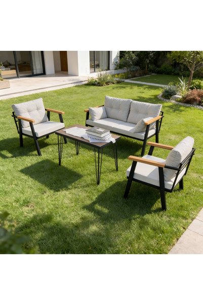 Kırlenta ERCİYES 2+1+1+MASA ANTRASİT BAHÇE BALKON MUTFAK TAKIMI BAHÇE MOBİLYA...