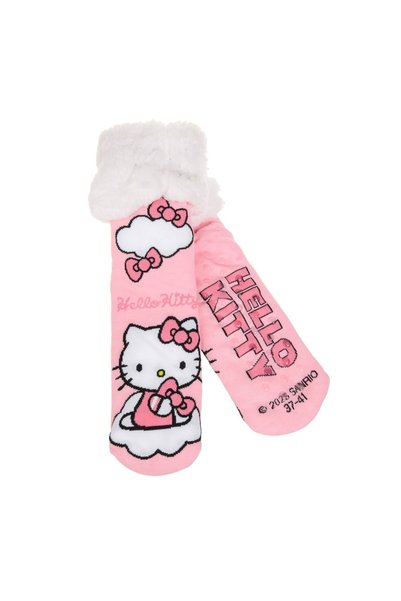 OEM Sosete de Iarna Roz cu Model Hello Kitty & Blana Artificiala Alba Anti-sl...