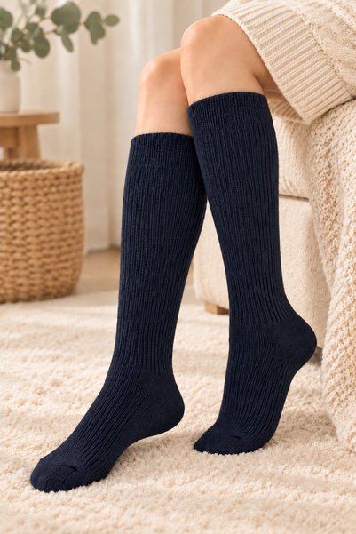 tibo 2 Pairs of Seamless Toeless Women's Thick Winter Lambswool Wool Knee High Socks