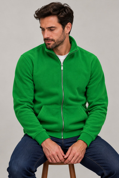 Beyome Unisex 270 Gr Cotton Fleece Zippered Stand Collar Kangaroo Pocket Wint...