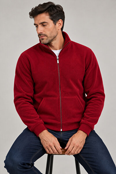 Beyome Unisex 270 Gr Cotton Fleece Zippered Stand Collar Kangaroo Pocket Wint...