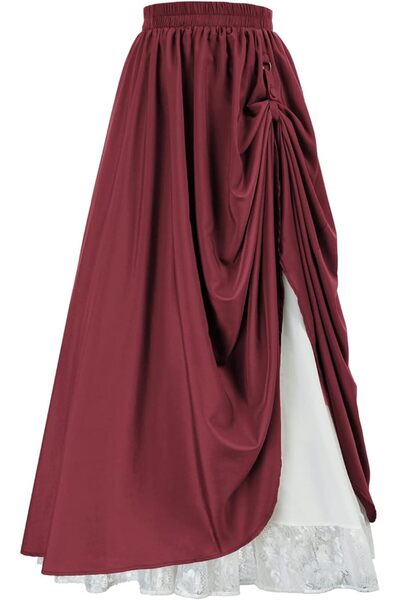 SCARLET DARKNESS تنورة نسائية على طراز عصر النهضة، تنورة من القرون الوسطى بخص...