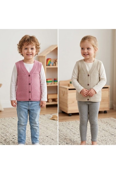 CUBBUX Pletena odjeća za devojčice i bebe / Pleteni prsluk, paket od 2 komada