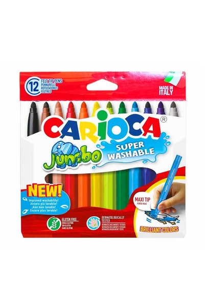 carioca Jumbo Washable Felt Tip Crayons 12 Colors