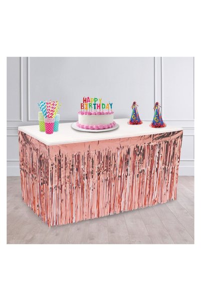 OEM Perdea Decorativa Franjuri Roz Auriu pentru Masa de Petrecere 274x74 cm