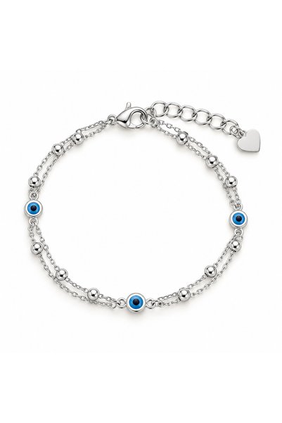 Hilal Jewelry Nazar Boncuklu Gümüş Zincir Bileklik