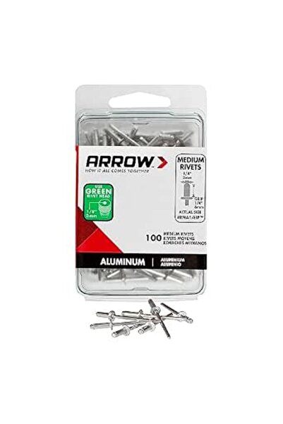 ARROW RMA1/8IP Medium Aluminum 1/8-Inch Pop Rivets for Metal, Fabric, Leather...