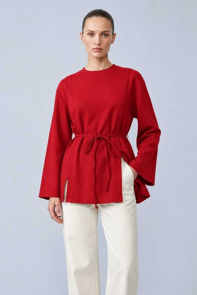 Yırtmaçlı Bağcıklı Tunik Sweat