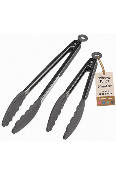 StarPack Home StarPack Premium Silicone Kitchen Tongs Set of 2 (9-Inch & 12-I...