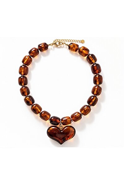 Rossetto Atelier Imported Brand Model Brown Heart Monverou Necklace