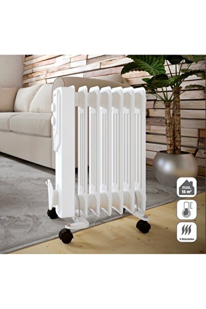 Voltomat Termostatlı 1500 W 7 Dilim Yağlı Radyatör Beyaz Isıtıcı