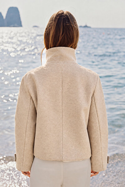 MANMARK High Collar Imported Fabric Anti-Pilling Cashmere Oversize Women's Coat Jacket