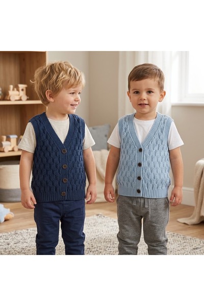CUBBUX Pletena odjeća za dečake i bebe / Pleteni prsluk, 2 komada